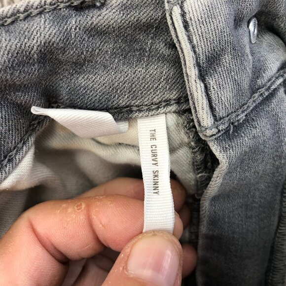 Loft Womens Jeans Size 28/6 Curvy Skinny High Rise Ankle Frayed Hem Gray Denim - Picture 9 of 16